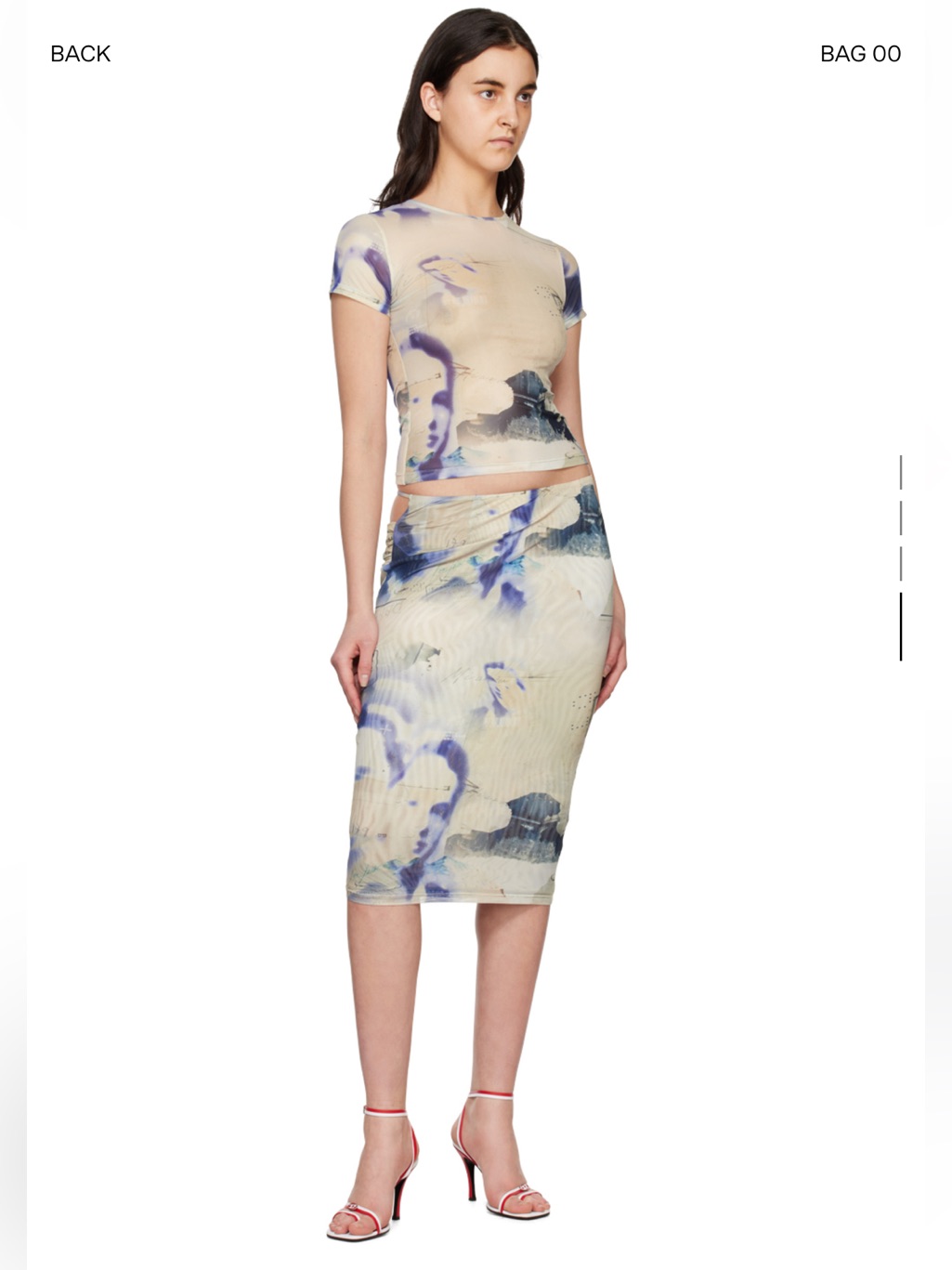 Miaou Verona Print Cutout Midi Skirt - Corsica Print